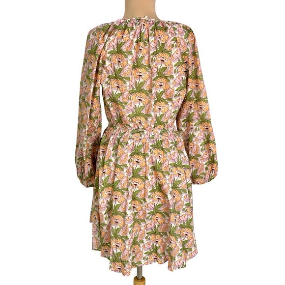 J. Crew Floral 3/4 Sleeve Mini Dress Smocked-waist Liberty® Butterfield Poppy - Picture 6 of 13
